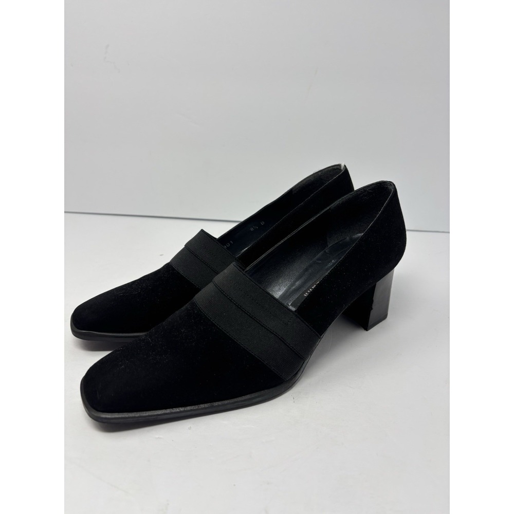 STUART WEITZMAN Size 8.5B Gorham Chunk Heel Pump Shoes Suede Black